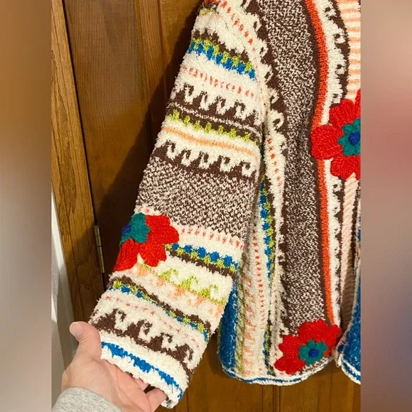 Free People “Terry Towel Cardi” Chunky Button Up RARE Size Small - Picture 6 of 16